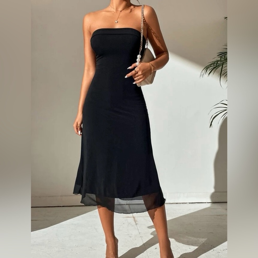 Solid Backless Tube Dress